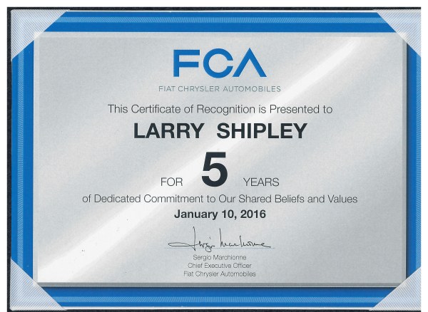 FCA 5 Years Cert
