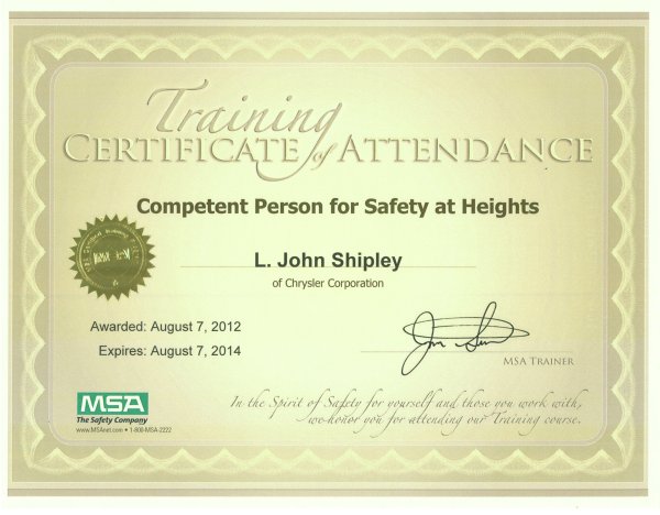MSA Certificate